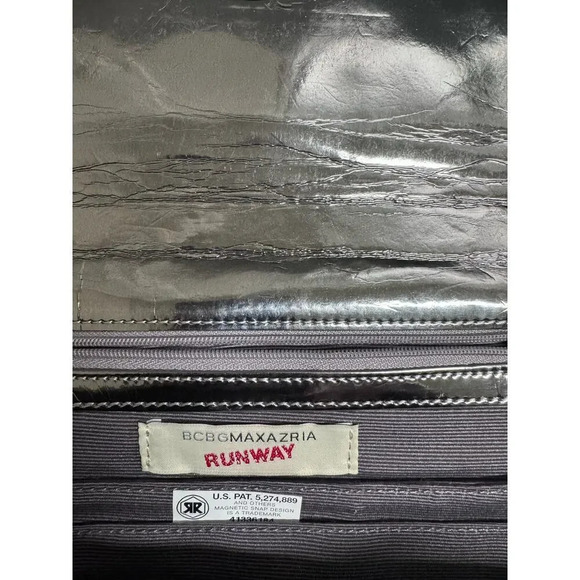 BCBGMAXAZARIA Runway Silver Clutch with Silver Chain Strap Handbag - Picture 7 of 7